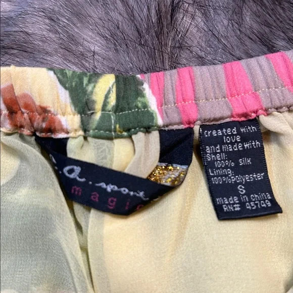 C.A. Sport 100% Silk Safari Jungle Print Pull On Pants Fully Lined Size Small - Picture 4 of 9